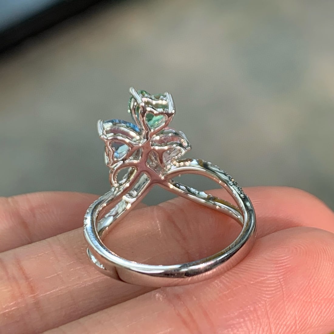 14k Gold 1.25 Ct Natural Aquamarine & Paraiba Tourmaline & Morganite & Diamond Ring - 9