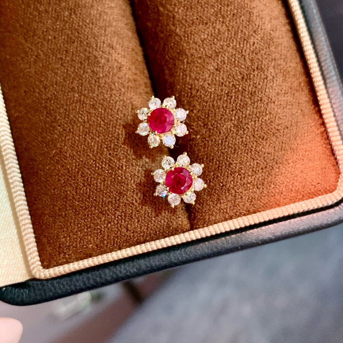 14k Gold 1.20 Ctw Natural Ruby & Diamond Earrings - 2