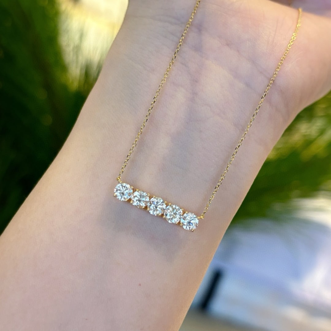 14k Gold 1.65 Ct Natural H Diamond Necklace - 2
