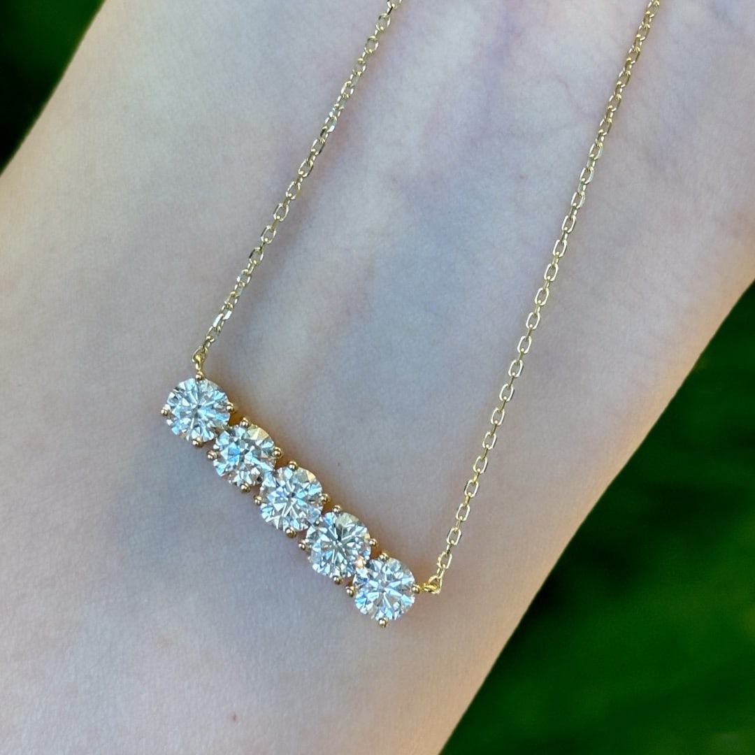 14k Gold 1.65 Ct Natural H Diamond Necklace - 3