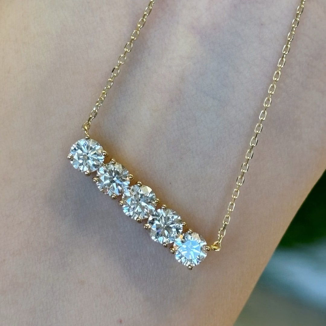 14k Gold 1.65 Ct Natural H Diamond Necklace - 4