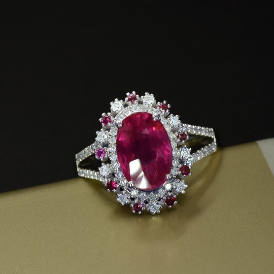14k Gold 2.36 Ctw Natural Ruby & Diamond Ring - 2
