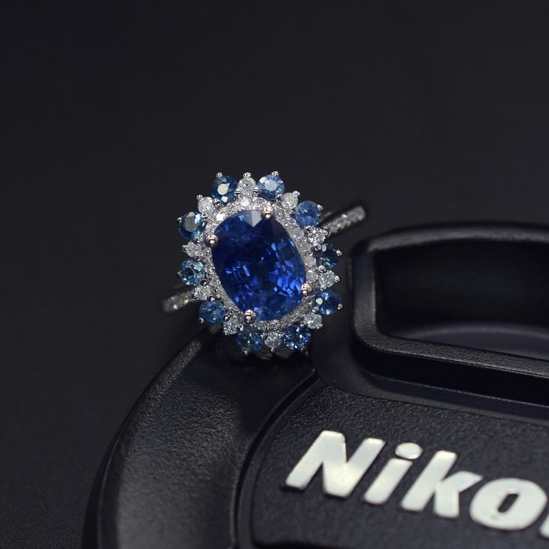 14k Gold 2.48 Ctw Natural Sapphire & Diamond Ring - 2