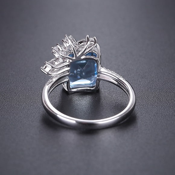14k Gold 3.30 Ctw Natural Aquamarine & Diamond Ring - 4