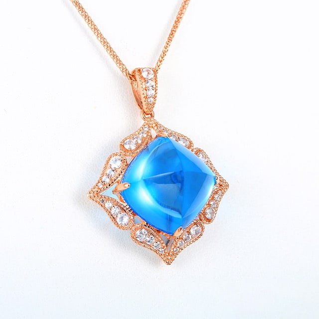 14k Gold 23.81 Ctw Natural Topaz & Sapphire Pendant( Without Chain ) - 3