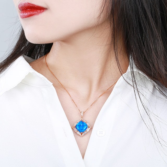 14k Gold 23.81 Ctw Natural Topaz & Sapphire Pendant( Without Chain ) - 6