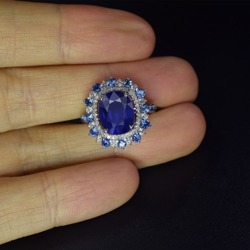 14k Gold 3.46 Ctw Natural Sapphire & Diamond Ring - 2