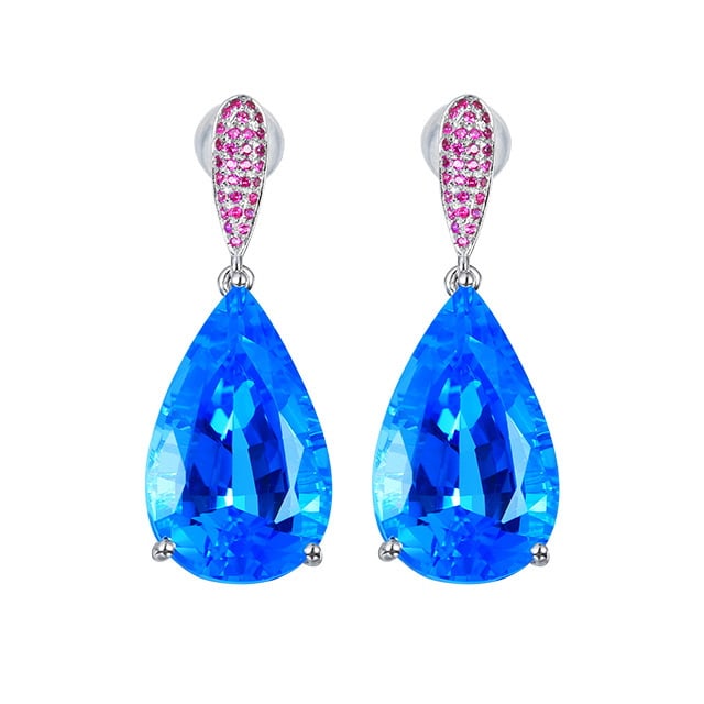 14k Gold 18.51 Ctw Natural Topaz & Ruby Earrings - 5