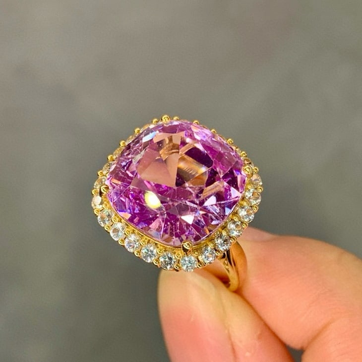 14k Gold 15.78 Ctw Natural Kunzite & Spinel Ring - 2
