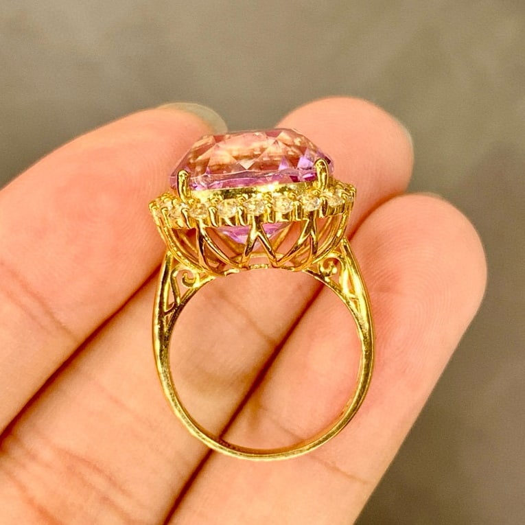 14k Gold 15.78 Ctw Natural Kunzite & Spinel Ring - 4