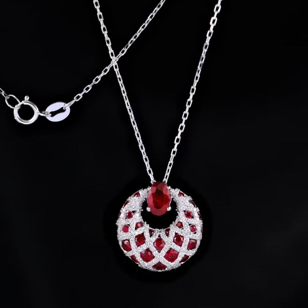 14k Gold 2.00 Ctw Natural Ruby & Diamond Necklace: Ref:231055069 // gold content:14k gold // main gemstone:ruby // shape:multiply // carat weight:1. 55ct // color:pigeonblood red // treatment:natural // // adjacent gemstone 2 : diamond // shape:round
