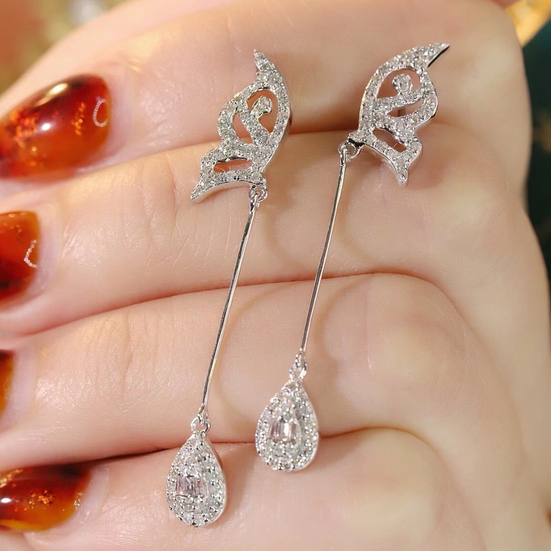 14k Gold 0.76 Ct Natural H Diamond Earrings - 6