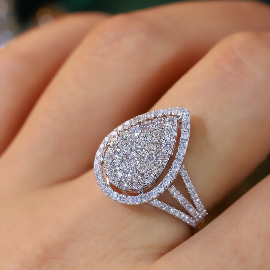 14k Gold 1.3 Ct Natural H Diamond Ring - 7