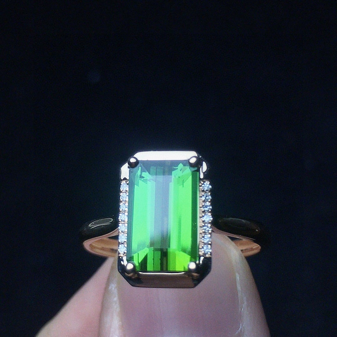 14k Gold 1.84 Ct Natural Tourmaline & Diamond Ring - 2