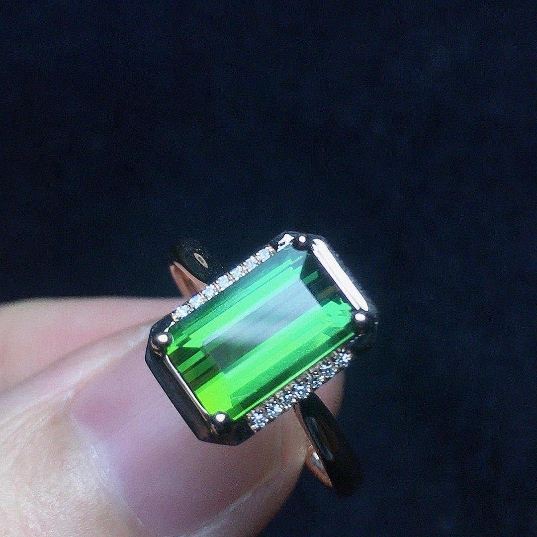 14k Gold 1.84 Ct Natural Tourmaline & Diamond Ring - 3