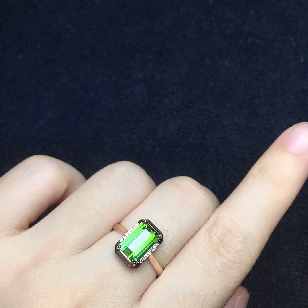 14k Gold 1.84 Ct Natural Tourmaline & Diamond Ring - 4