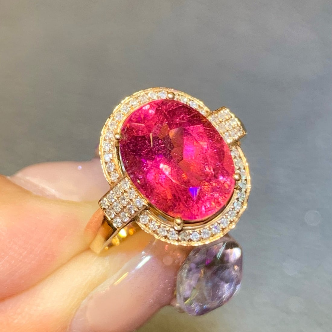 14k Gold 3.6 Ct Natural Tourmaline & Diamond Ring - 3