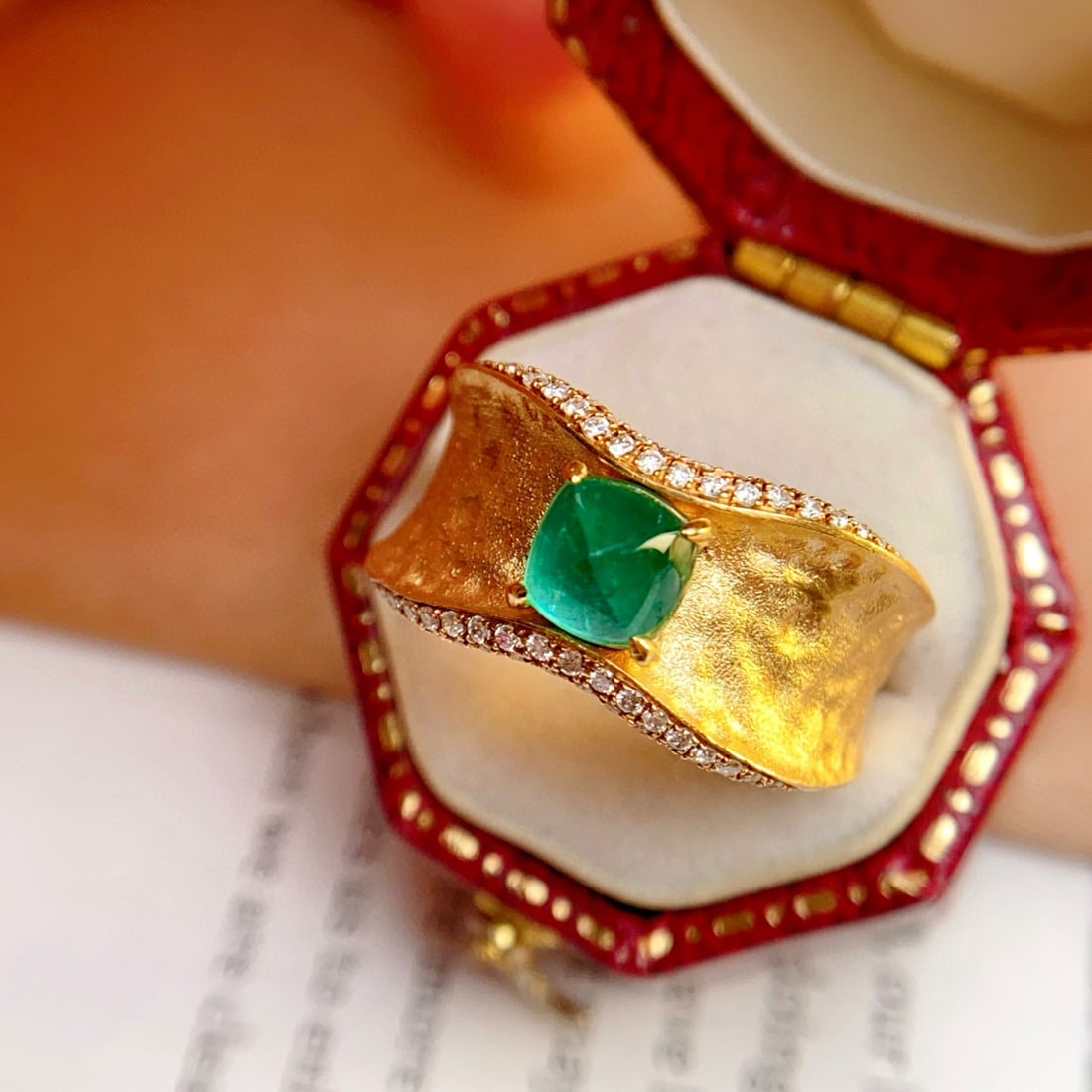 14k Gold 1.00 Ct Natural Emerald & Diamond Ring - 5