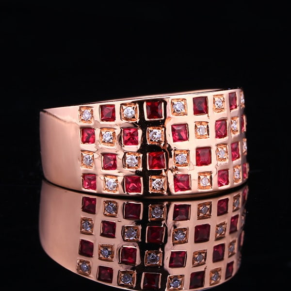 14k Gold 0.65 Ctw Natural Ruby & Diamond Ring - 3