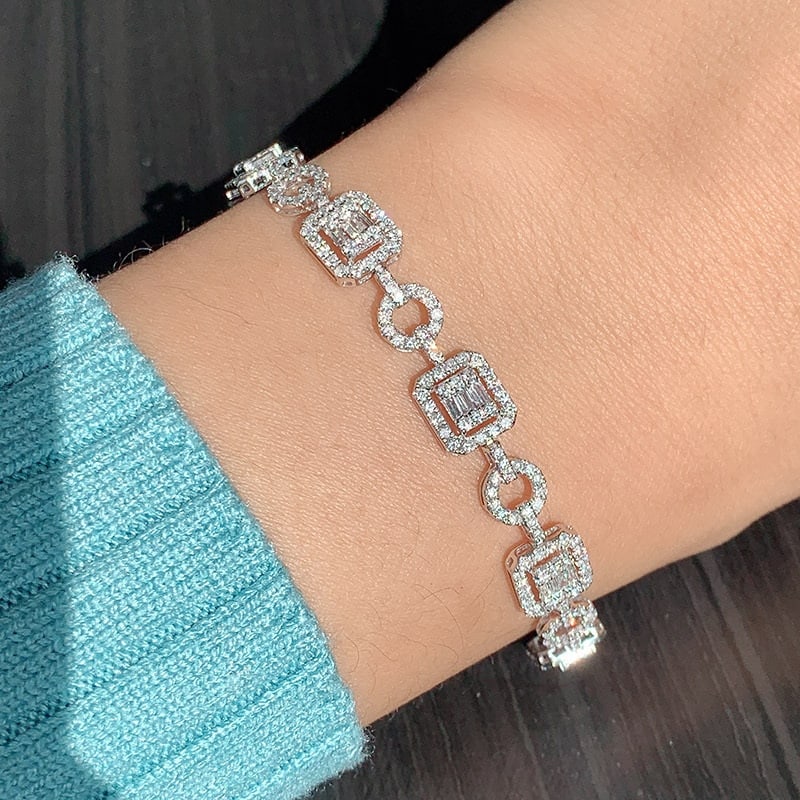 14k Gold 3.50 Ct Natural H Diamond Bracelet - 2