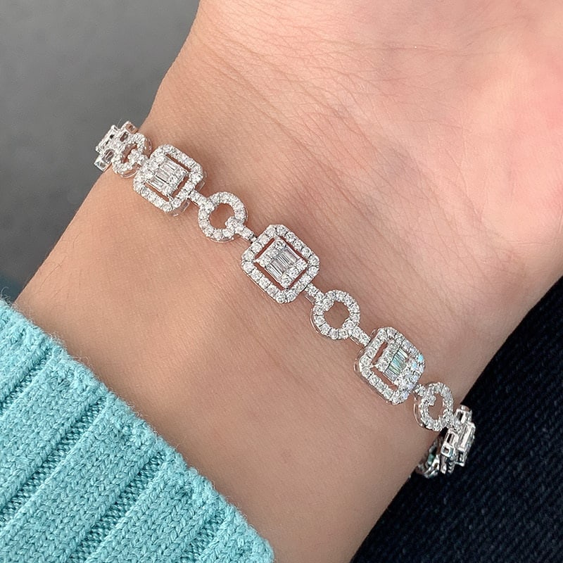 14k Gold 3.50 Ct Natural H Diamond Bracelet - 3