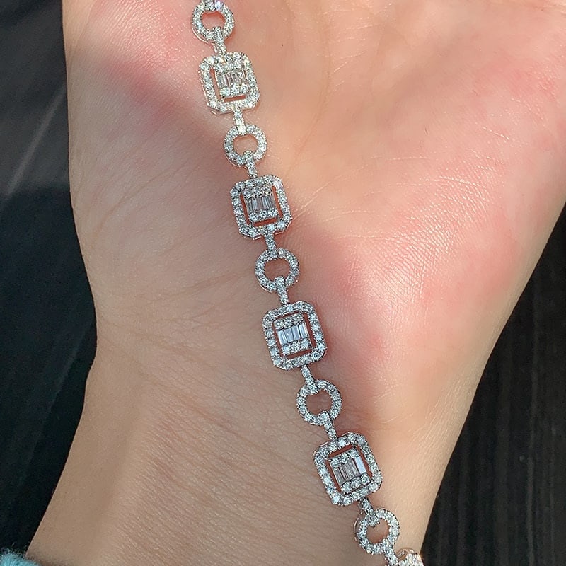 14k Gold 3.50 Ct Natural H Diamond Bracelet - 4