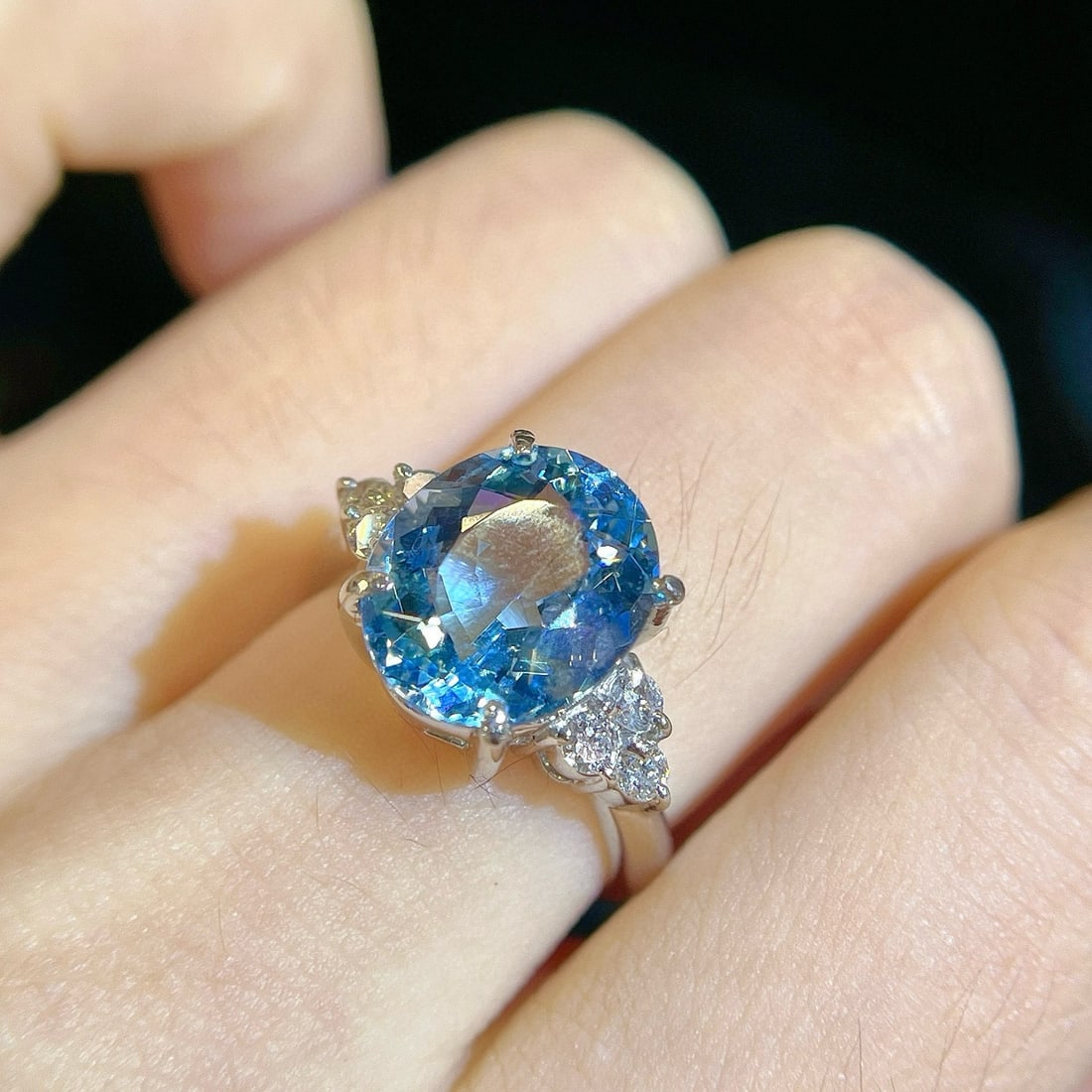 14k Gold 4.54 Ctw Natural Aquamarine & Diamond Ring - 6