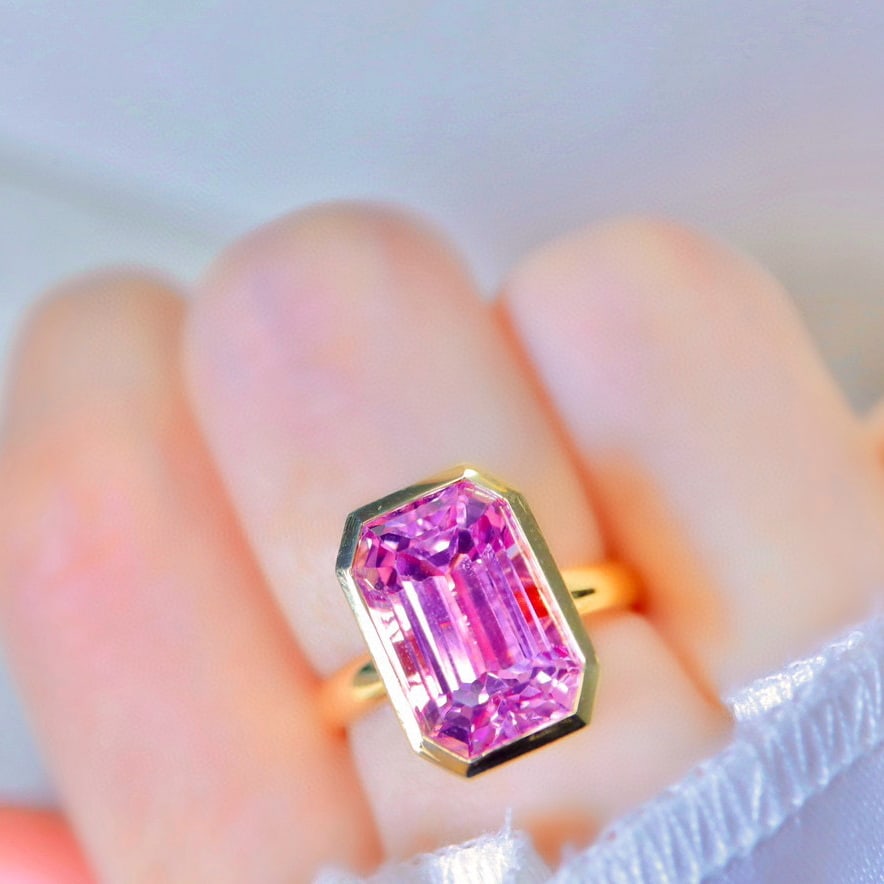 14k Gold 8.5 Ct Natural Kunzite Ring - 3