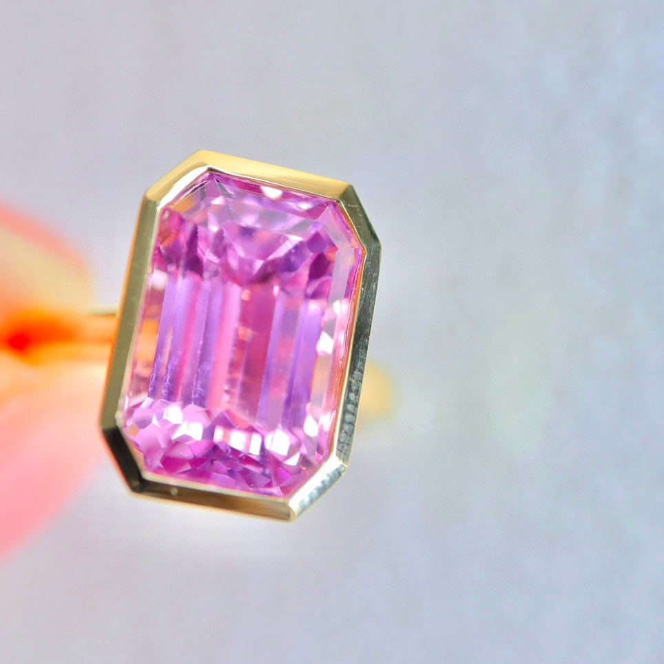 14k Gold 8.5 Ct Natural Kunzite Ring - 6