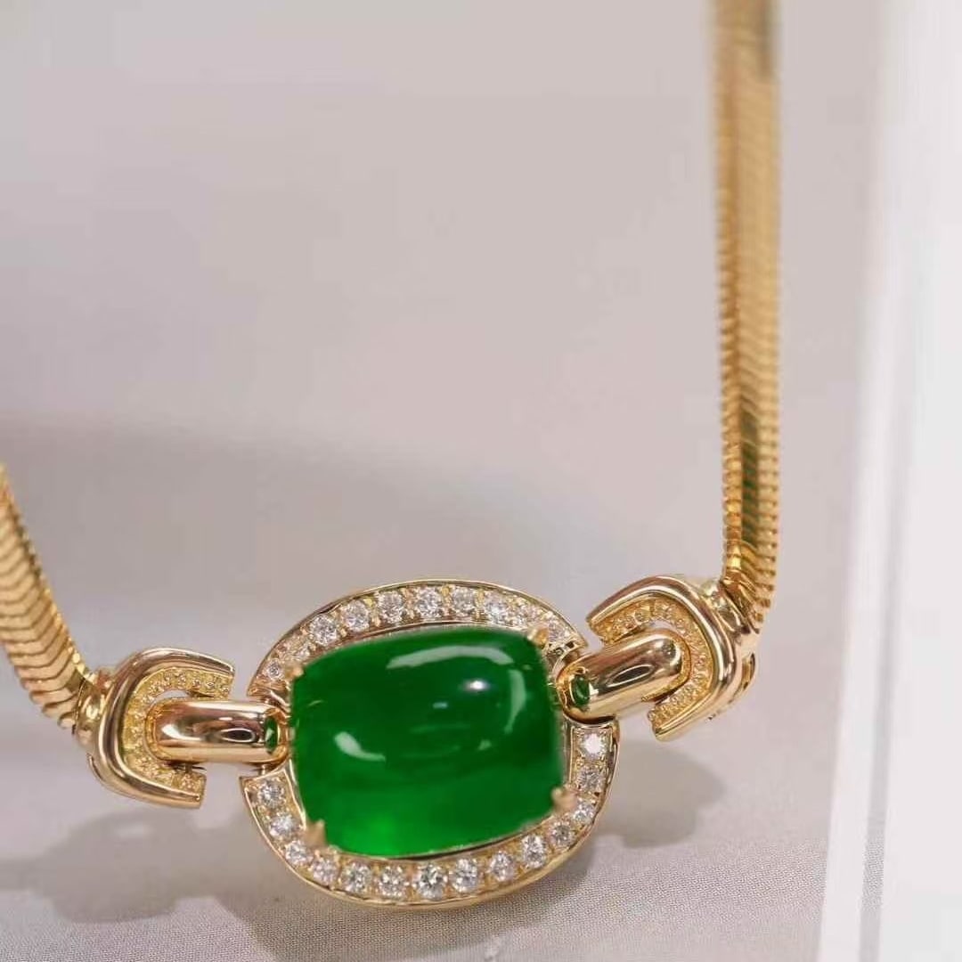 14k Gold 4.37 Ctw Vivid Green Natural Emerald & Diamond Necklace - 3