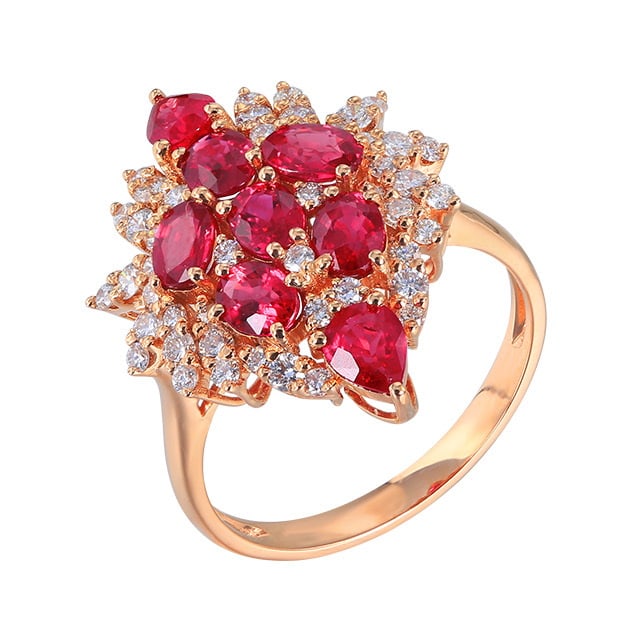 14k Gold 2.78 Ctw Natural Ruby & Diamond Ring - 5