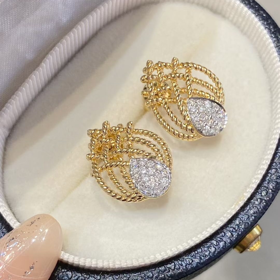 14k Gold 0.36 Ct Natural H Diamond Earrings - 4
