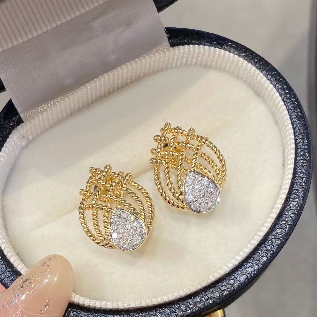 14k Gold 0.36 Ct Natural H Diamond Earrings - 5