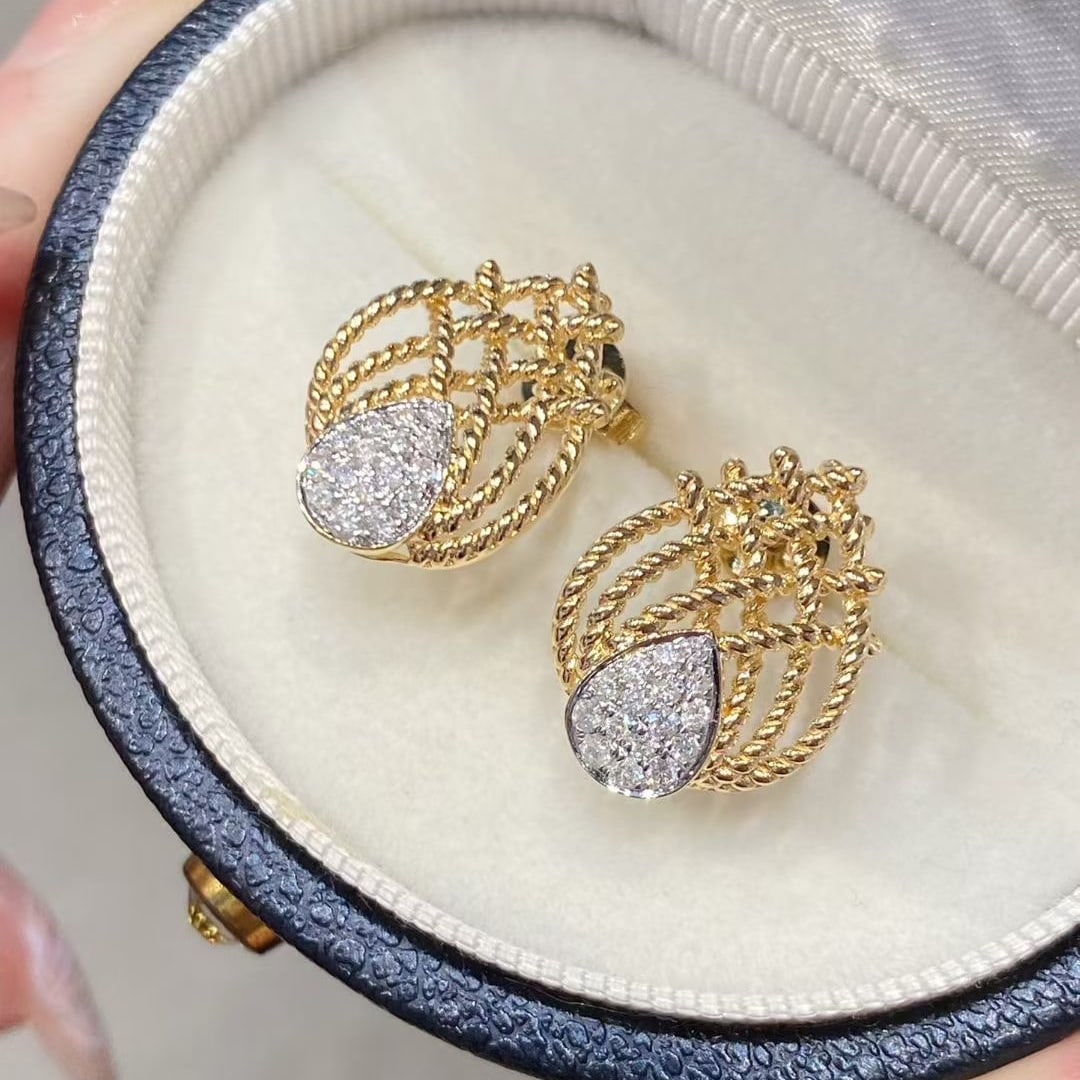 14k Gold 0.36 Ct Natural H Diamond Earrings - 6