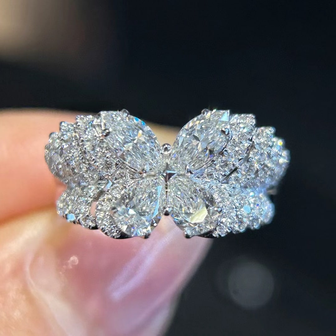 Gia Certified 14k Gold 1.67 Ctw Natural F-g Si Marquise & Pear Diamond Ring: Ref:231055150 // gold content:14k gold // ring size:7. 25us // // main gemstone:diamond // certified:gia // shape:marquise & pear // carat weight:1. 2ct // clarity grade:si // color:f-g //