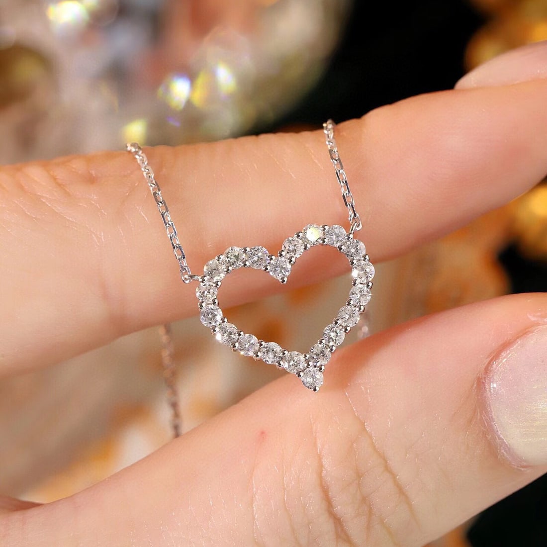 14k Gold 0.60 Ct Natural H Diamond Necklace - 4
