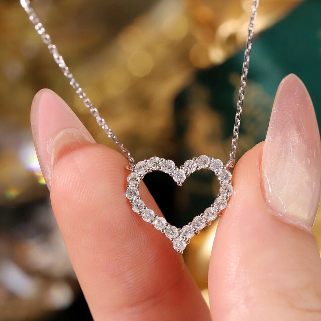 14k Gold 0.60 Ct Natural H Diamond Necklace - 5