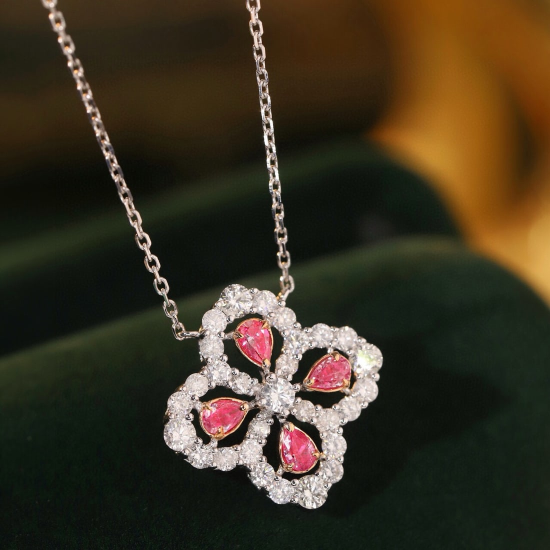 14k Gold 1 Ct Natural Color Diamond Necklace - 2