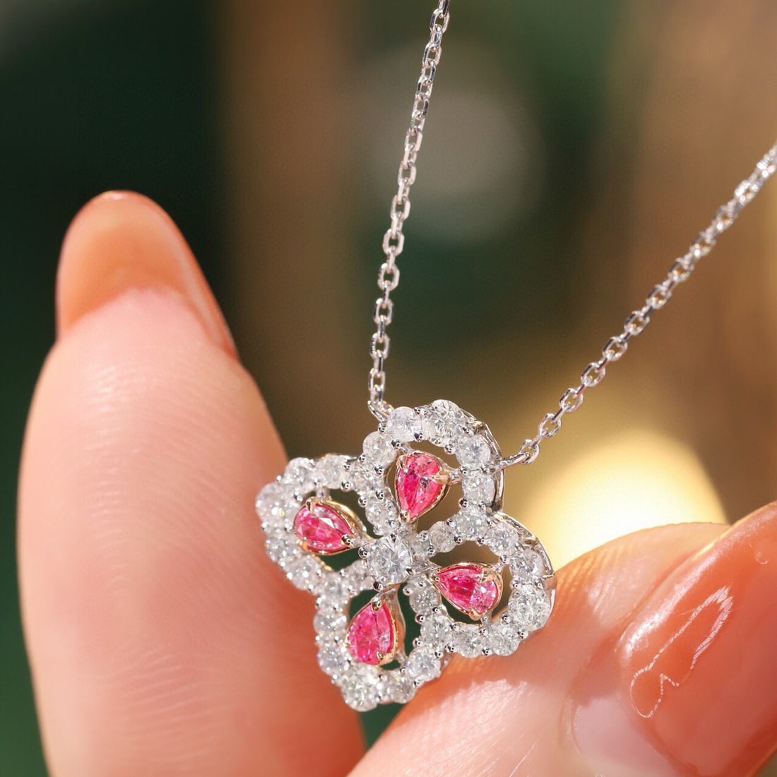 14k Gold 1 Ct Natural Color Diamond Necklace - 4