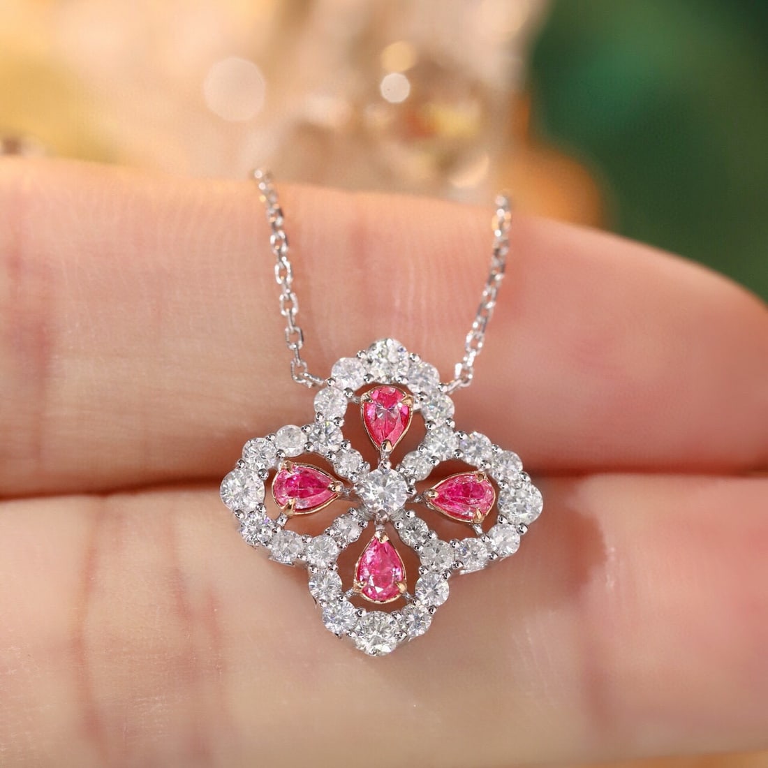 14k Gold 1 Ct Natural Color Diamond Necklace - 5
