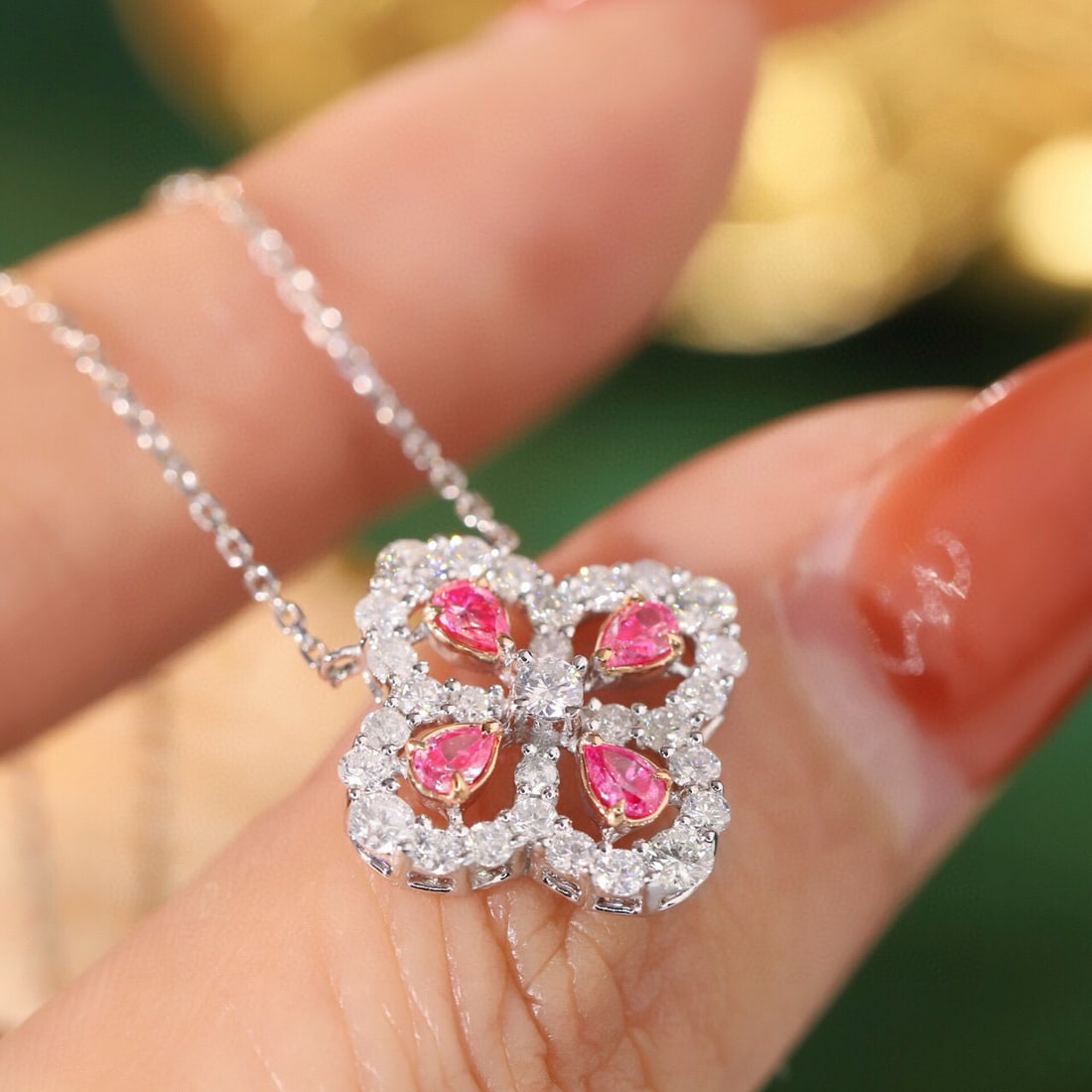 14k Gold 1 Ct Natural Color Diamond Necklace - 6