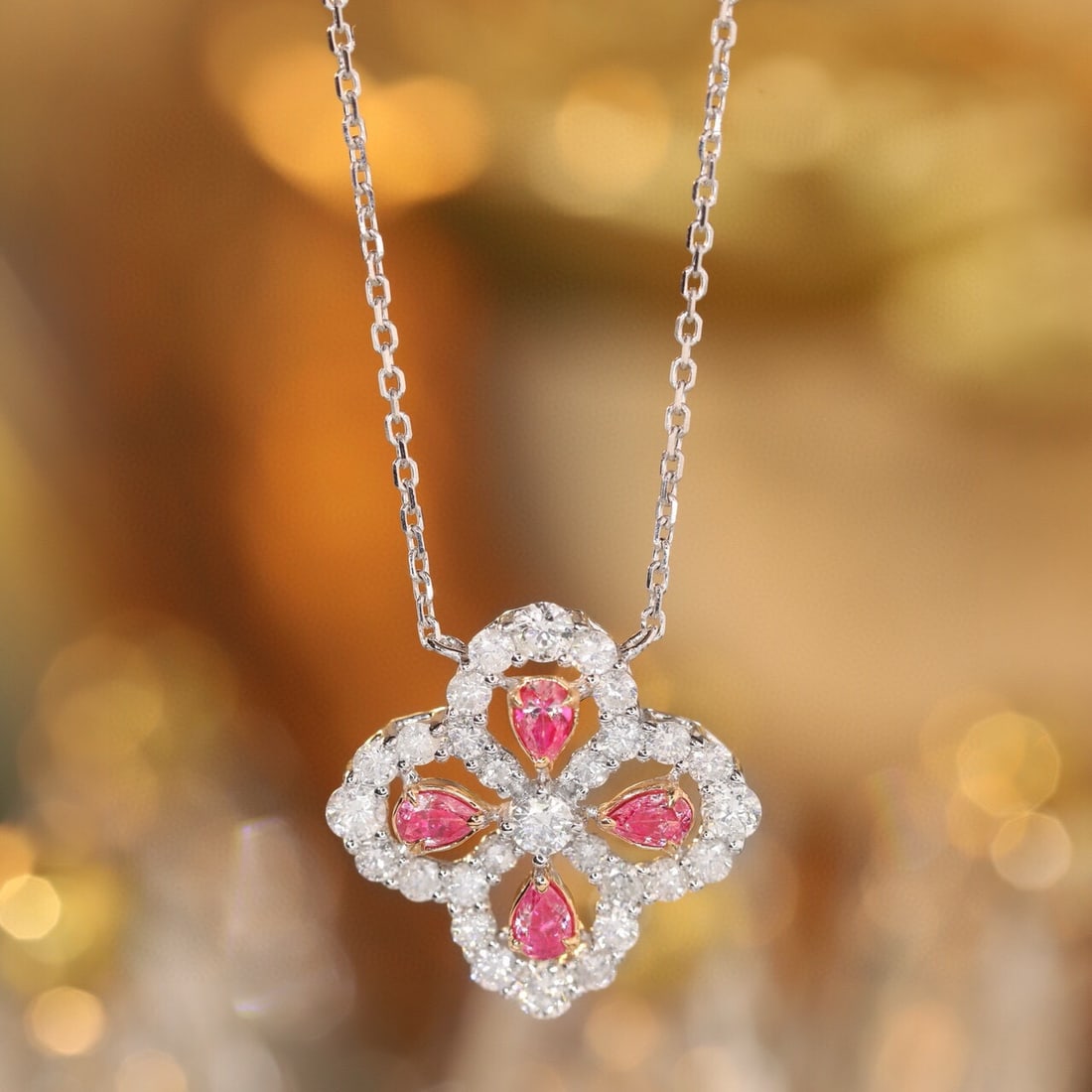14k Gold 1 Ct Natural Color Diamond Necklace - 8