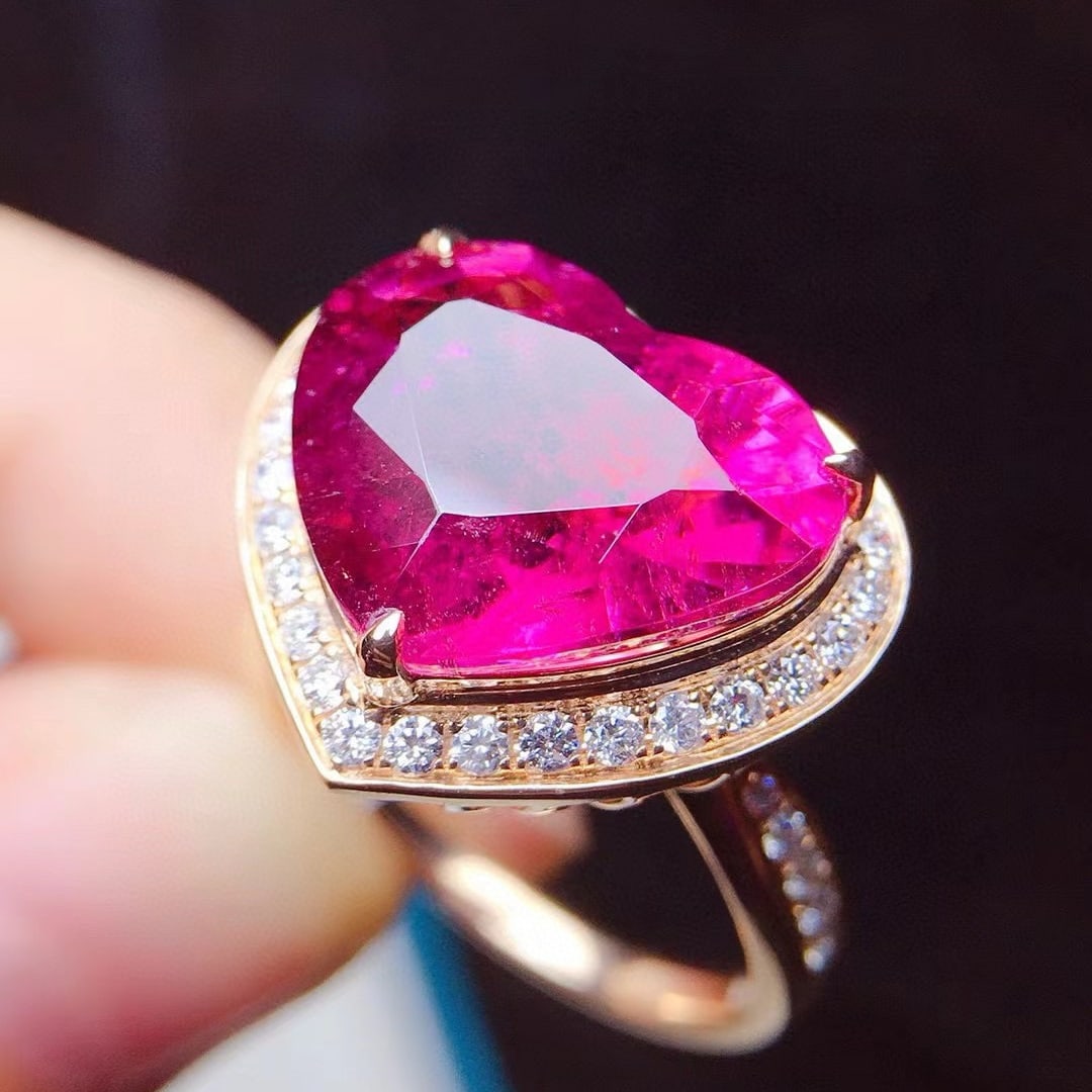 14k Gold 7.75 Ctw Natural Tourmaline & Diamond Ring - 5