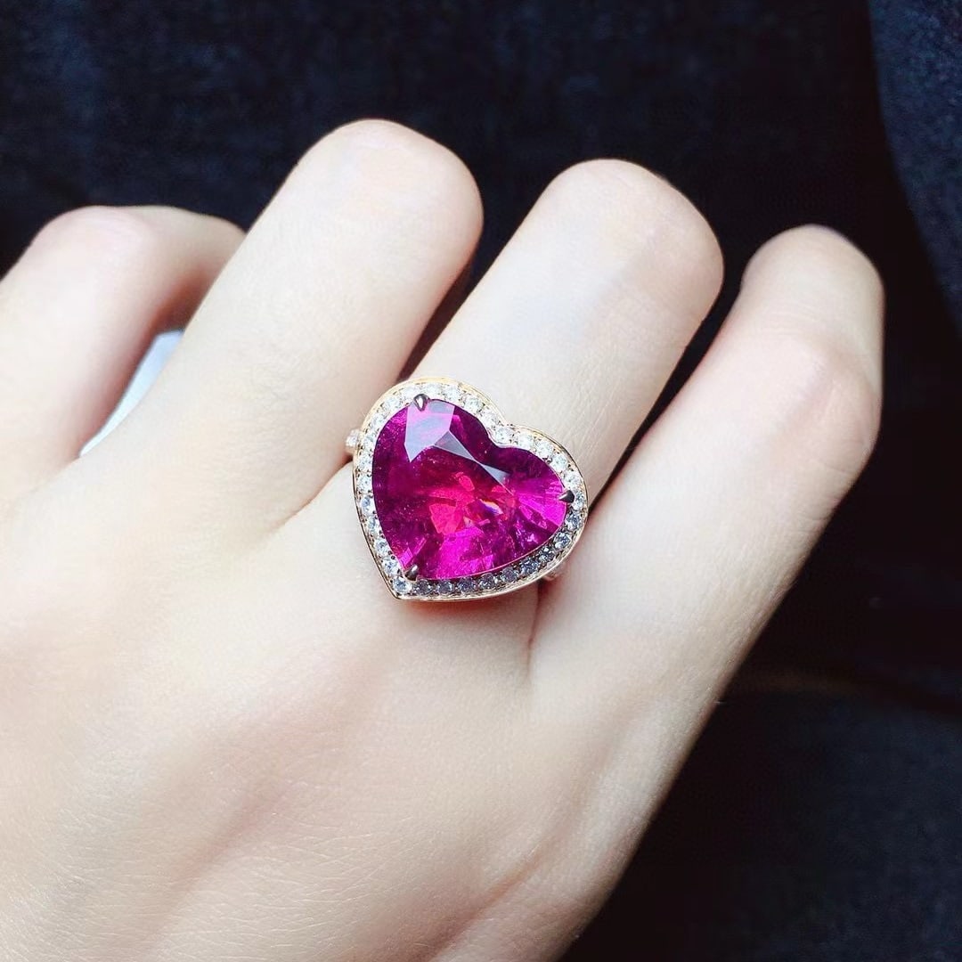 14k Gold 7.75 Ctw Natural Tourmaline & Diamond Ring - 6