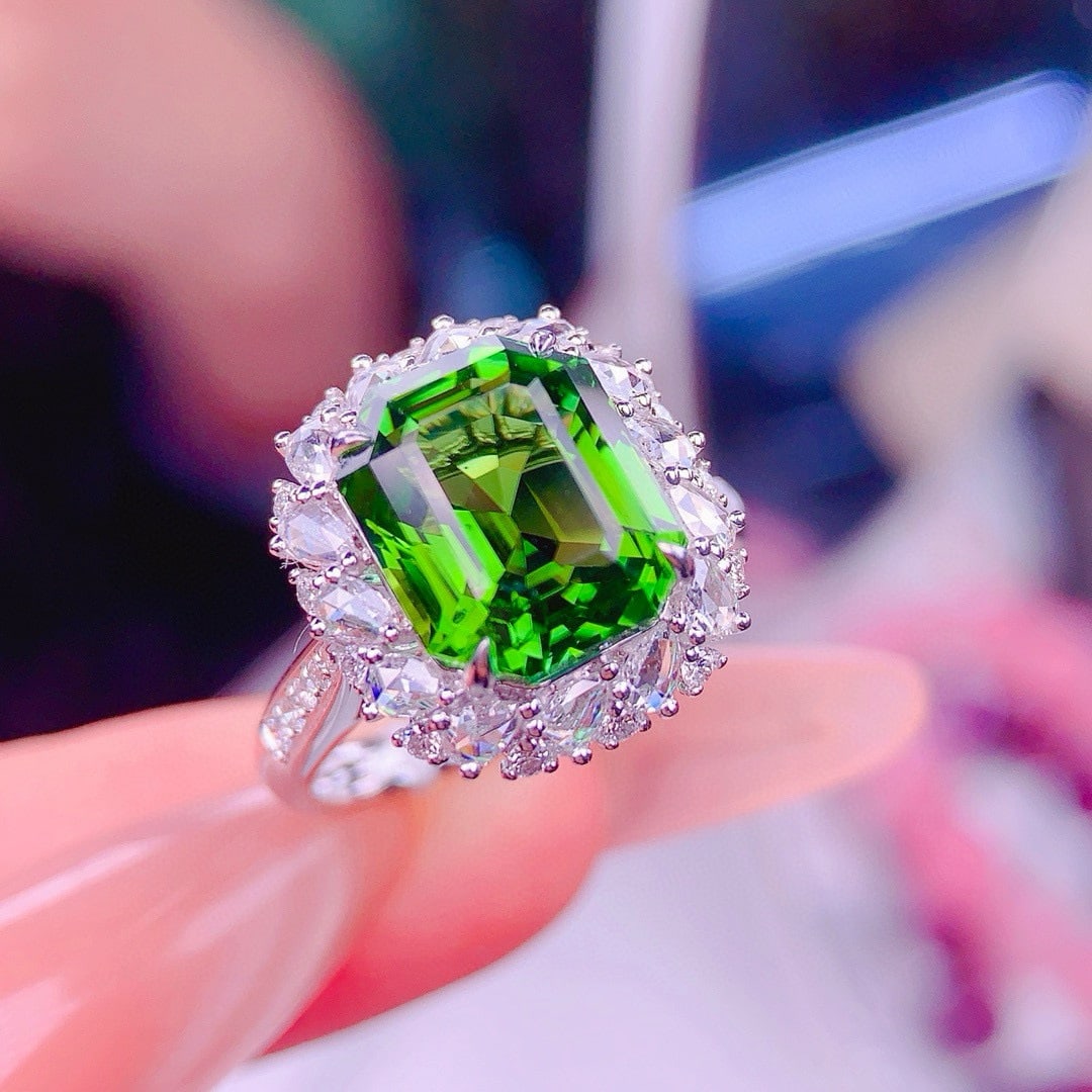 14k Gold 5.5 Ct Natural Tourmaline & Diamond Ring - 2