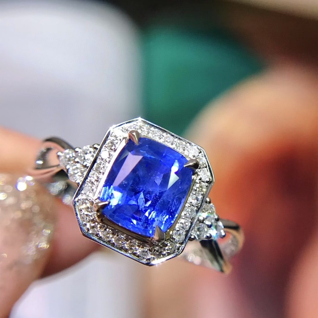 14k Gold 1.80 Ctw Natural Sapphire & Diamond Ring - 3