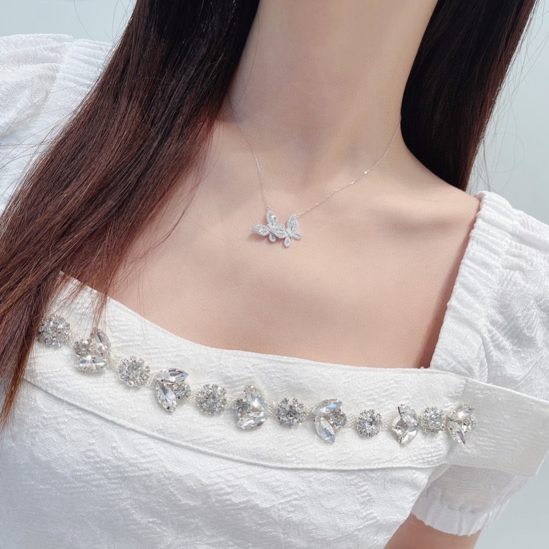 14k Gold 1.3 Ctw Natural H Diamond & Butterfly Jewelry Set - 4