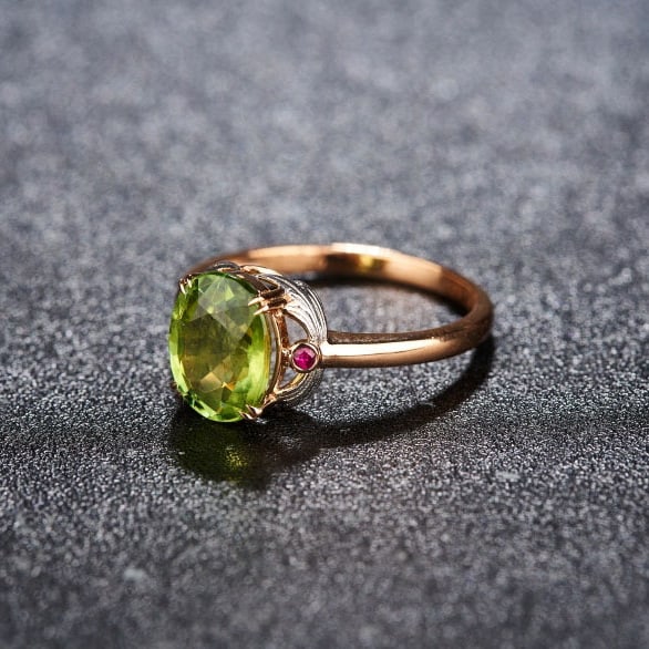 14k Gold 2.25 Ct Natural Tourmaline & Ruby Ring - 3