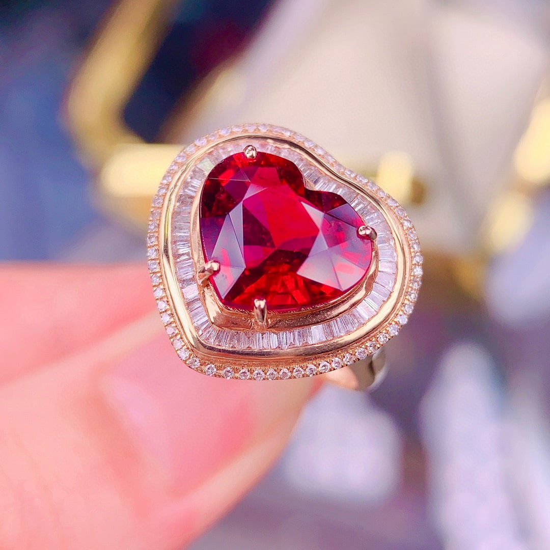 14k Gold 6.3 Ct Natural Tourmaline & Diamond Ring - 3