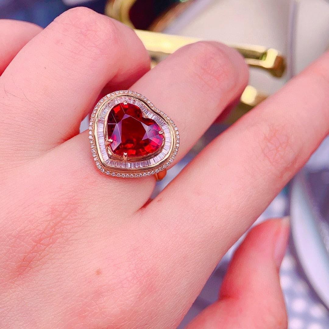 14k Gold 6.3 Ct Natural Tourmaline & Diamond Ring - 4
